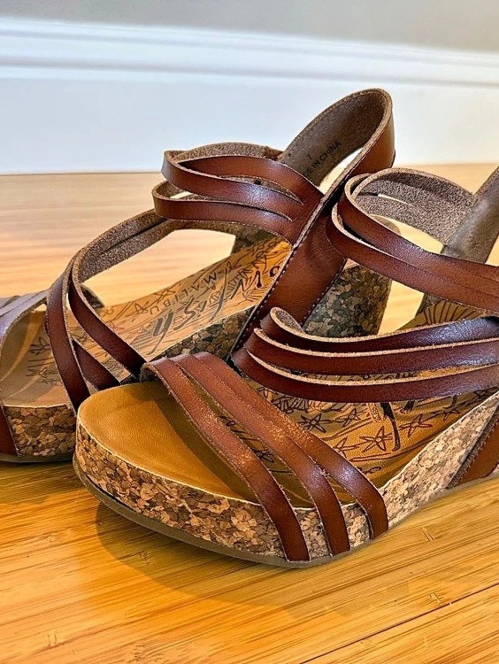 Blowfish Brown Leather Strappy Wedge Sandals